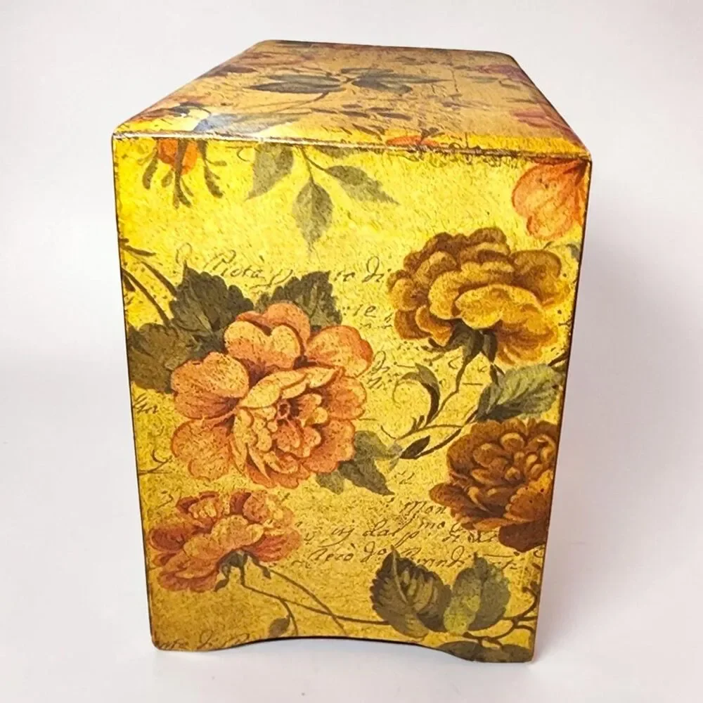 Floral 6 Drawer Desktop Organizer Jewelry Chest Shabby Chic Wood Box